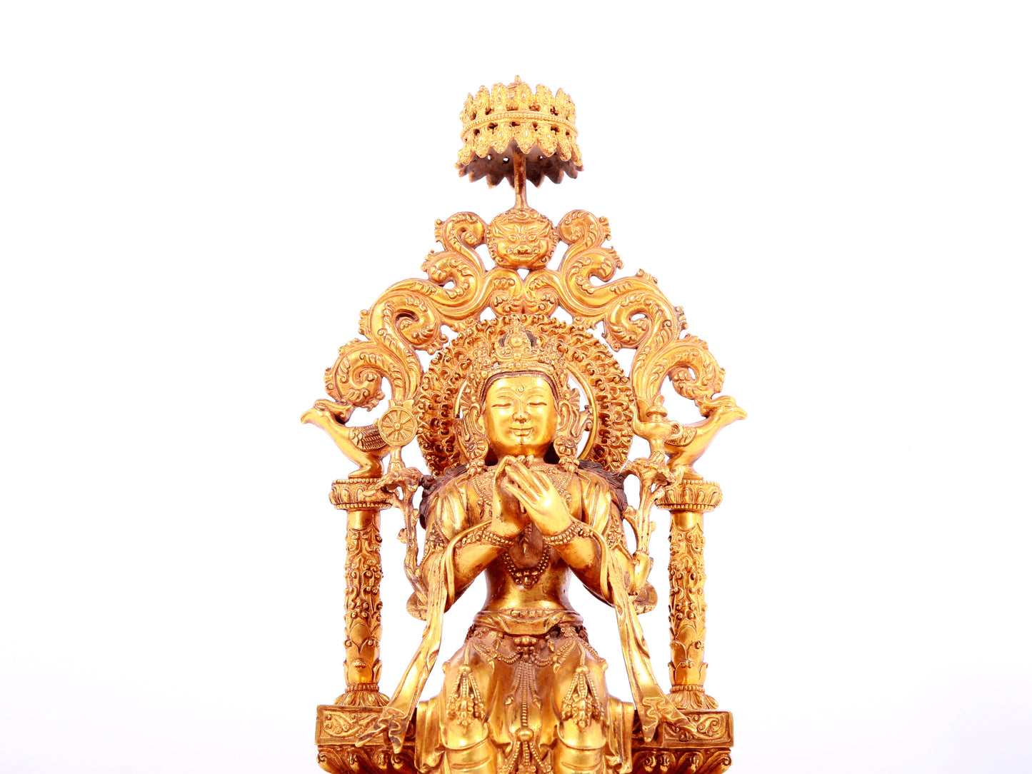 A solemn gilt bronze statue of Bodhisattva