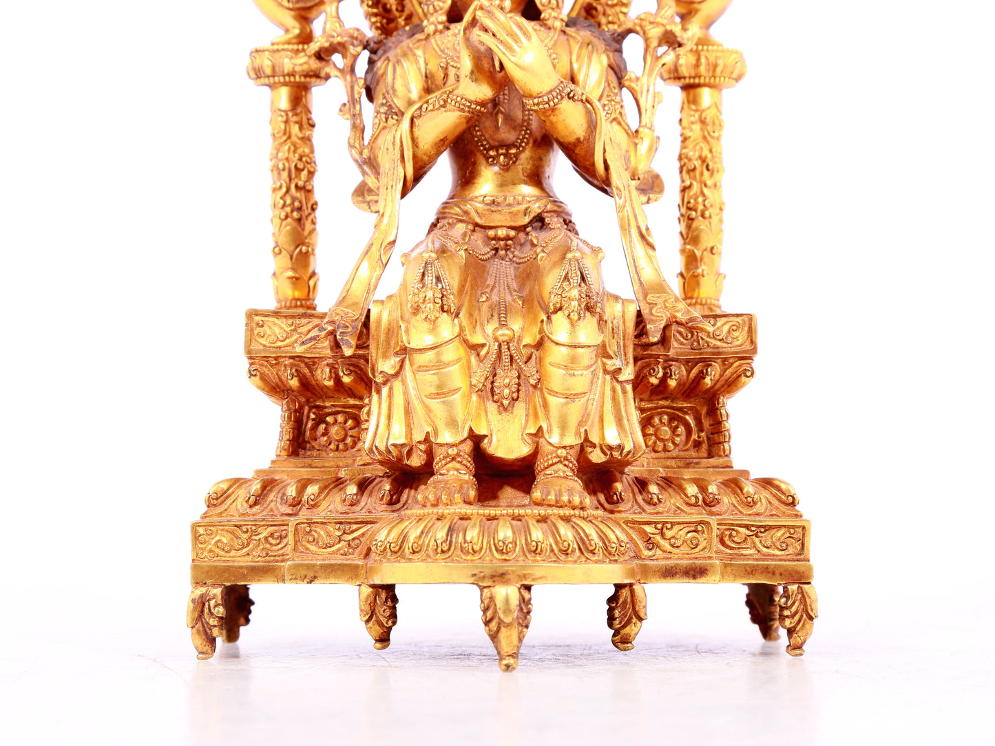 A solemn gilt bronze statue of Bodhisattva