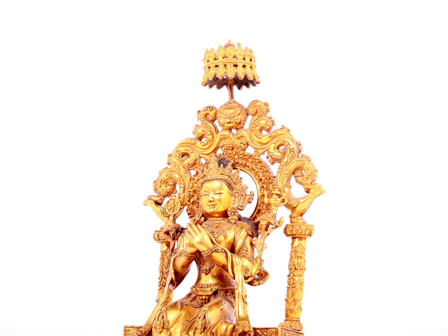 A solemn gilt bronze statue of Bodhisattva