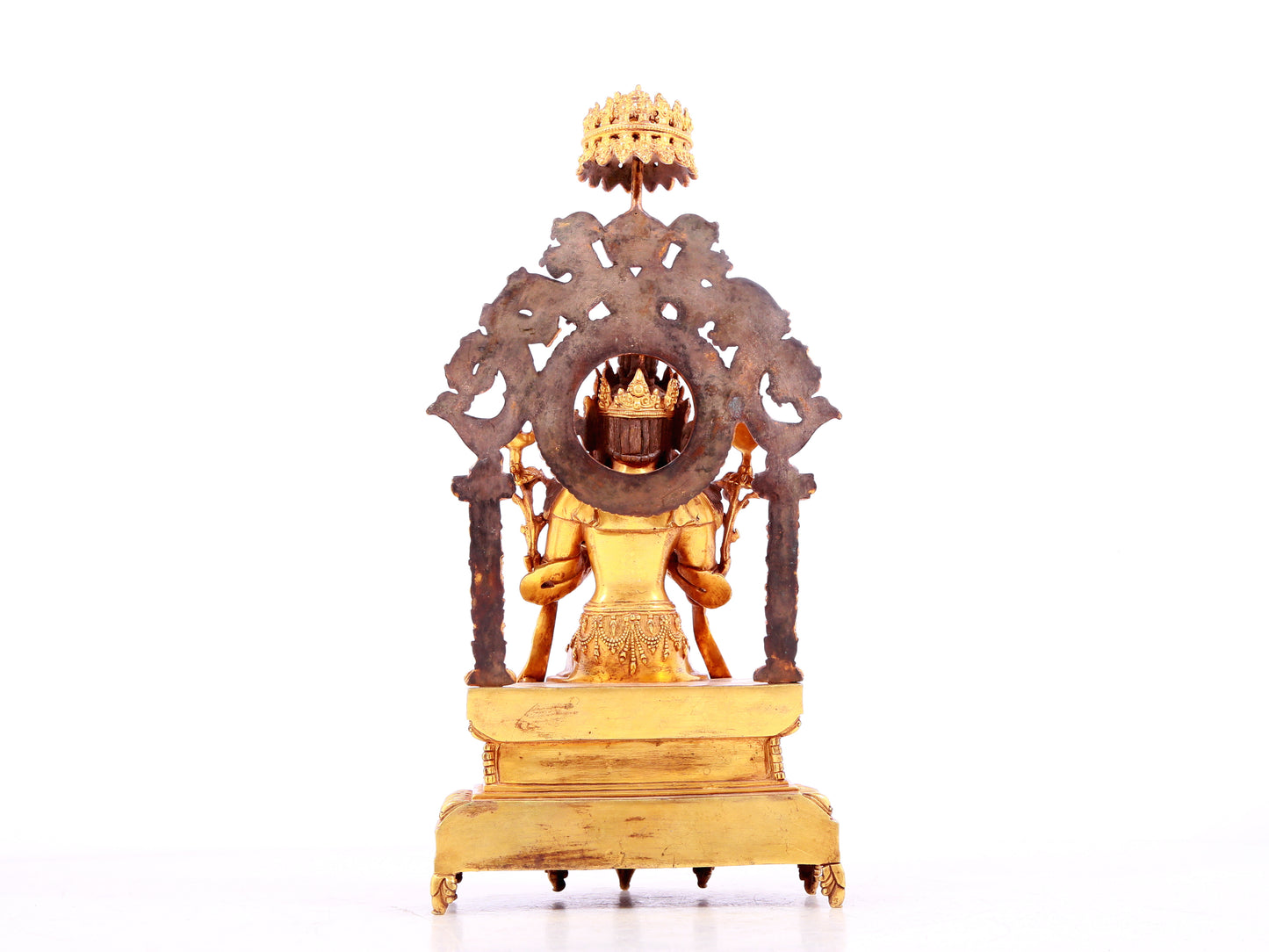 A solemn gilt bronze statue of Bodhisattva