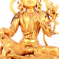 A solemn gilt bronze statue of green Tara