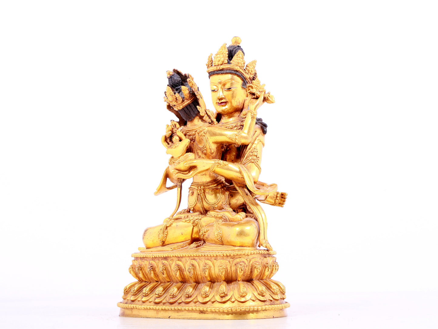 A solemn gilt bronze Vajrasattva hammer statue
