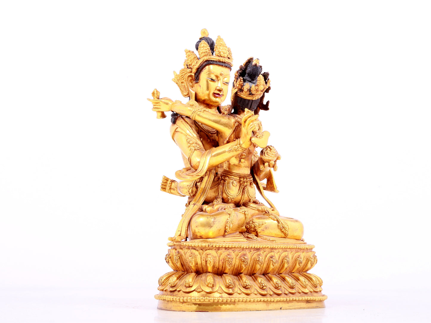 A solemn gilt bronze Vajrasattva hammer statue