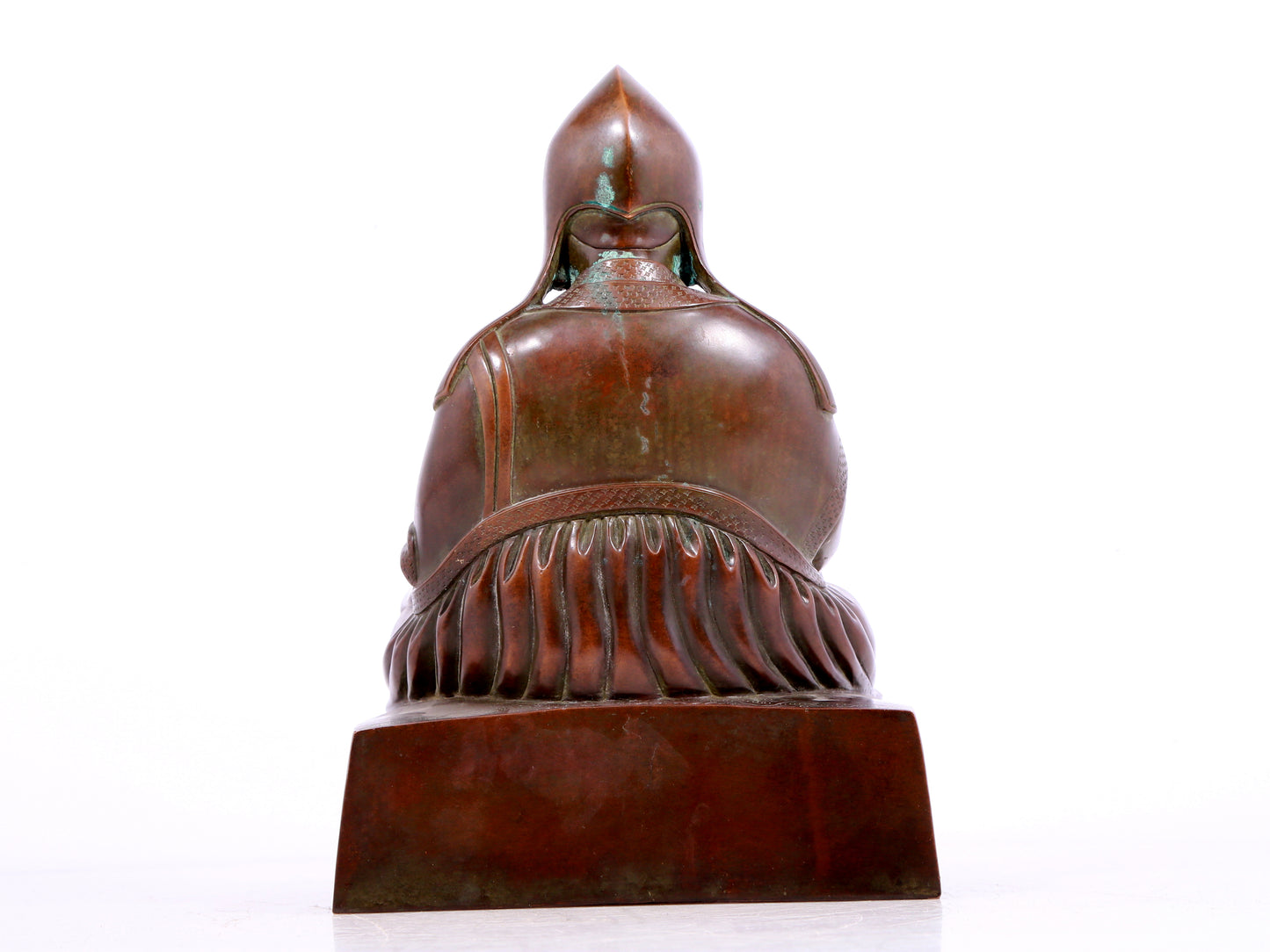 A solemn bronze statue of Tsongkhapa