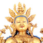 A solemn gilt bronze statue of green Tara