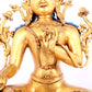 A solemn gilt bronze statue of green Tara