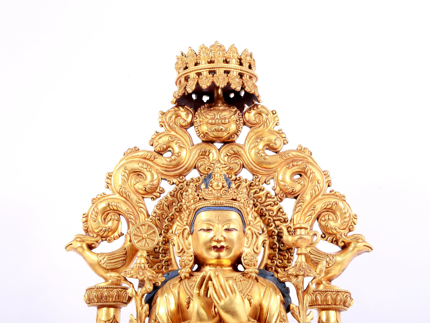 A solemn gilt bronze statue of Bodhisattva