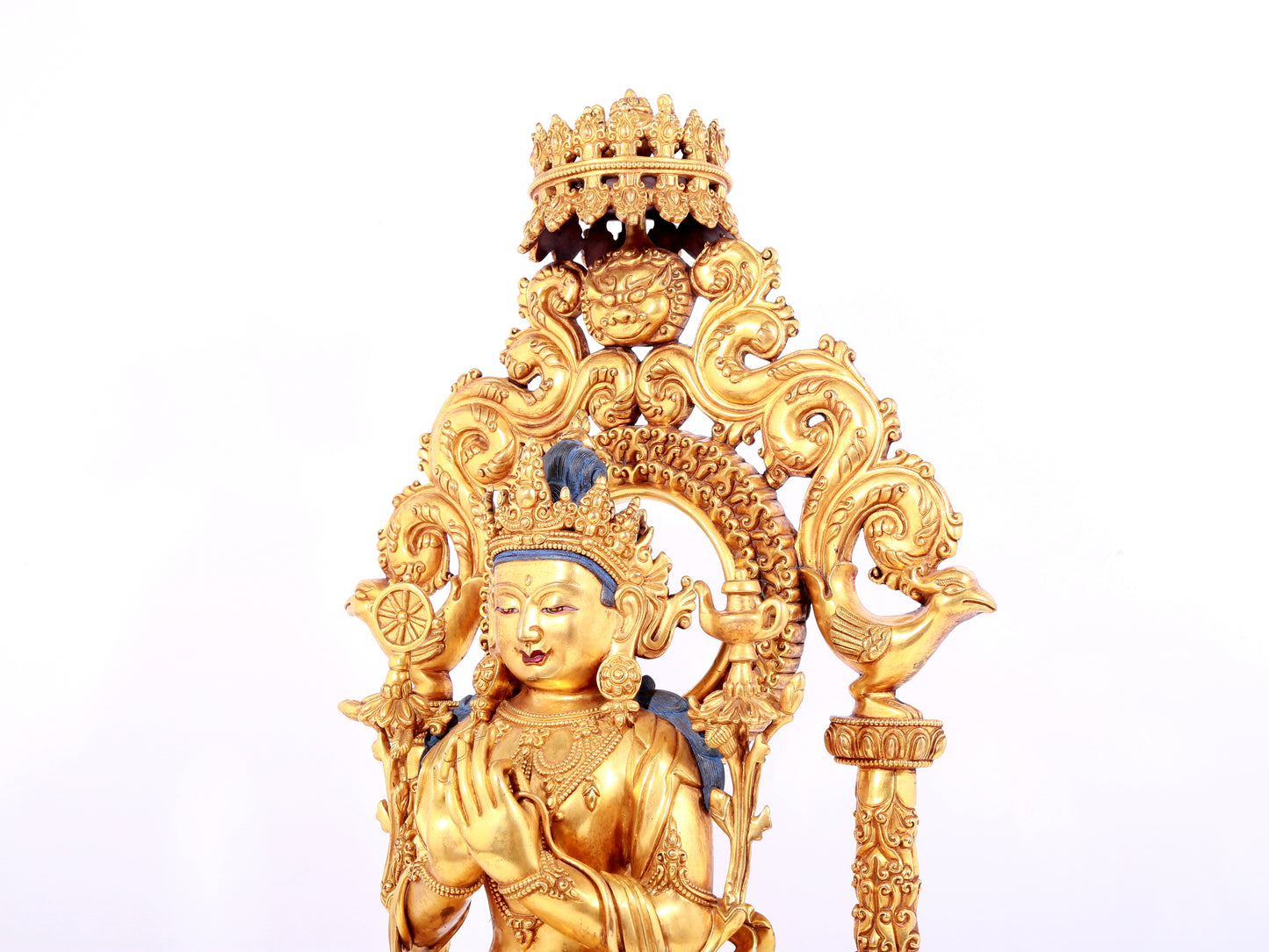 A solemn gilt bronze statue of Bodhisattva