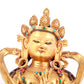 A solemn gilt bronze statue of Bodhisattva inlaid gems