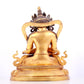 A solemn gilt bronze statue of Bodhisattva inlaid gems