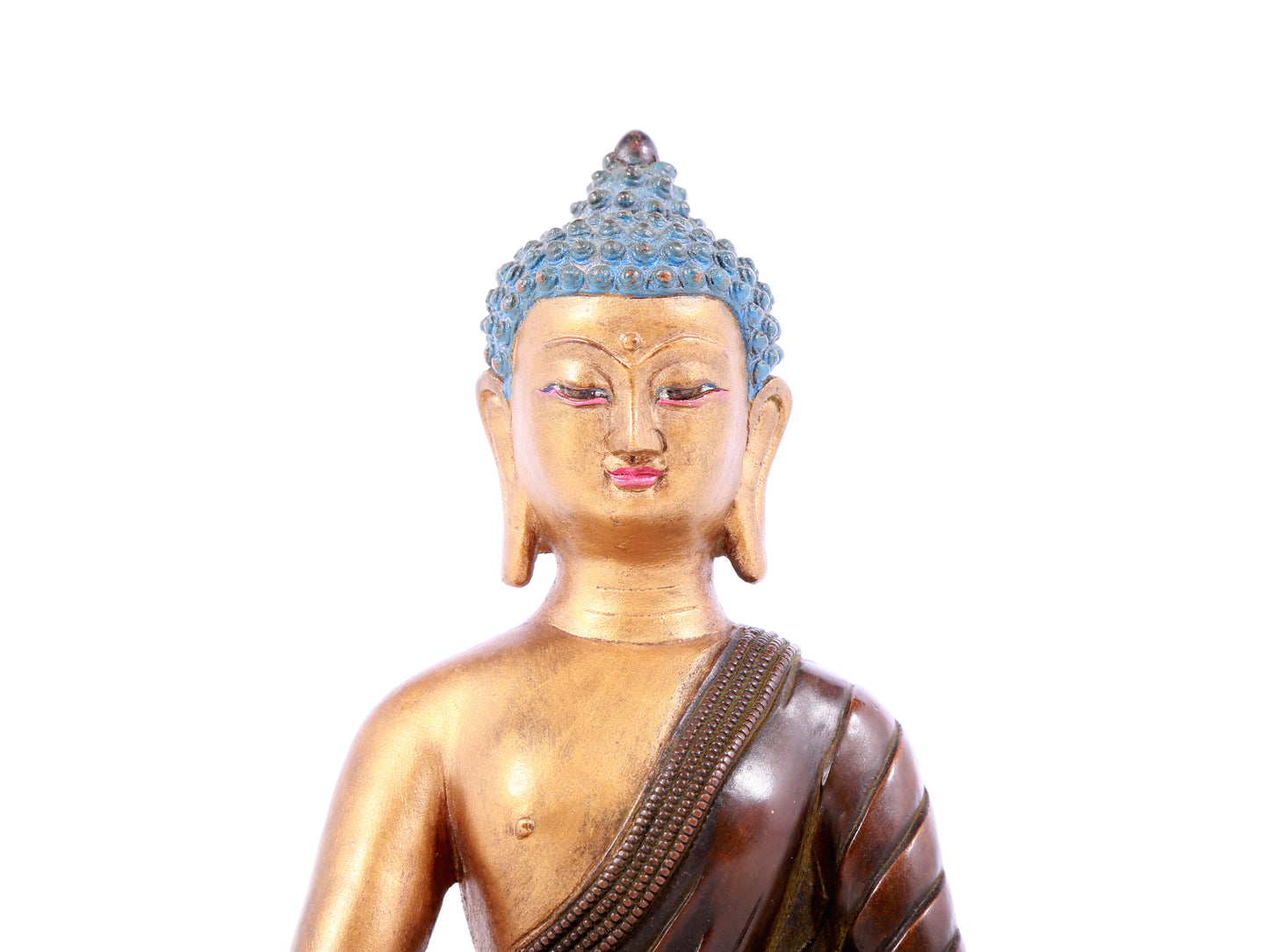 A solemn gilt bronze statue of Sakyamuni