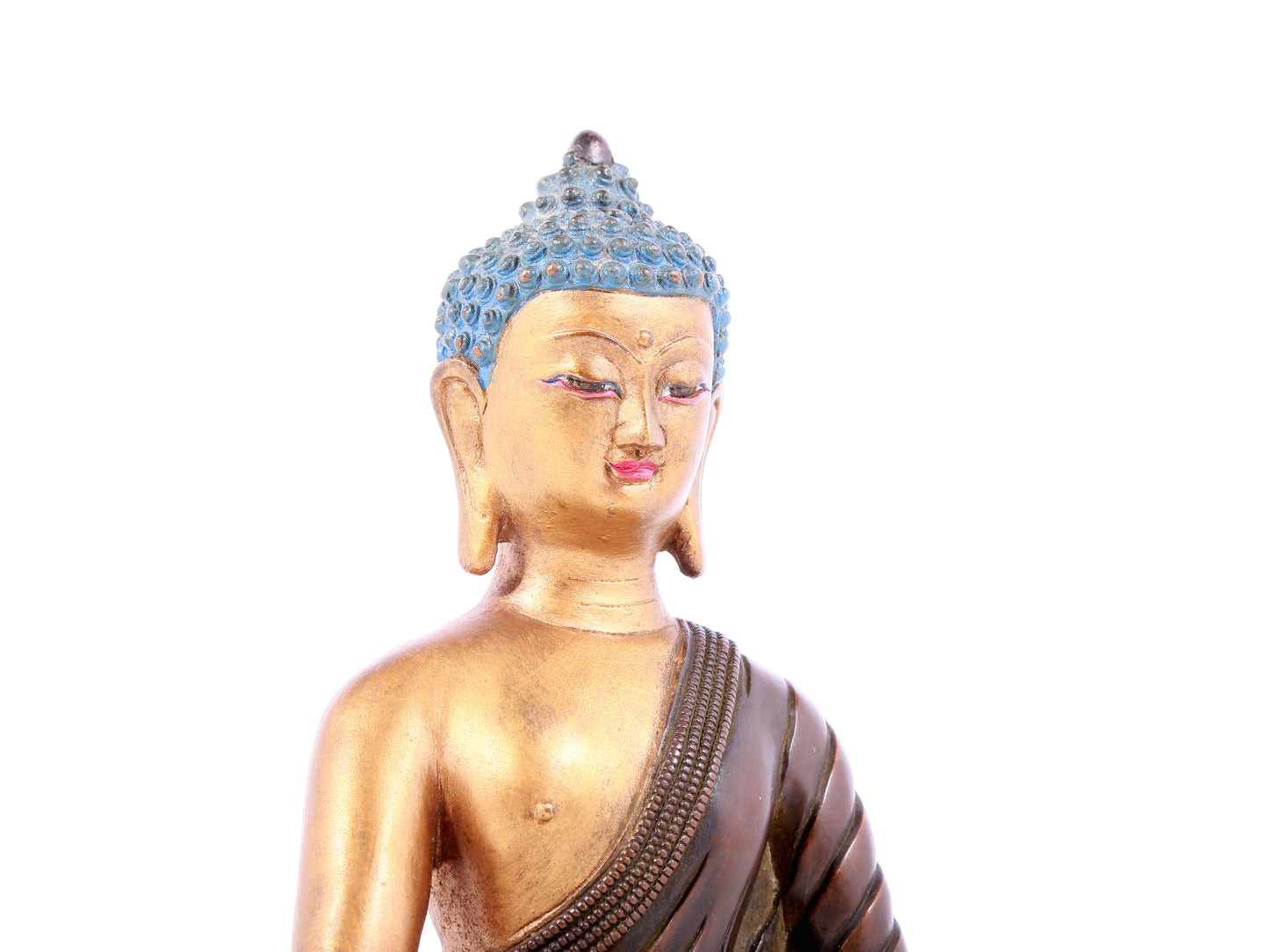 A solemn gilt bronze statue of Sakyamuni