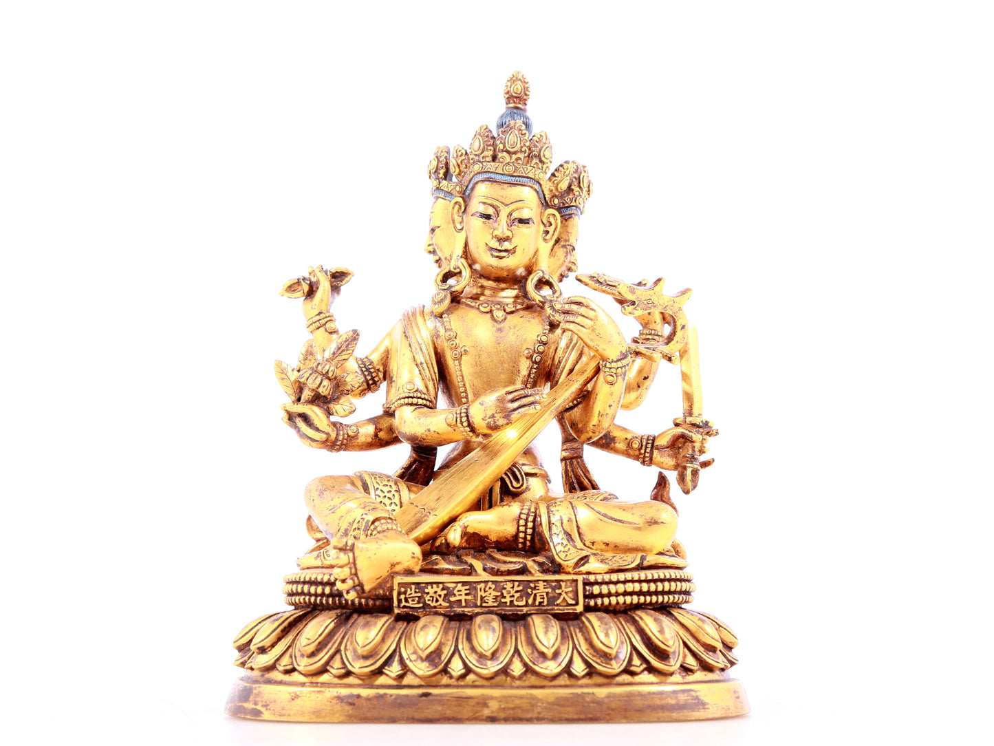 A solemn gilt bronze statue of Mystical Sound Buddha