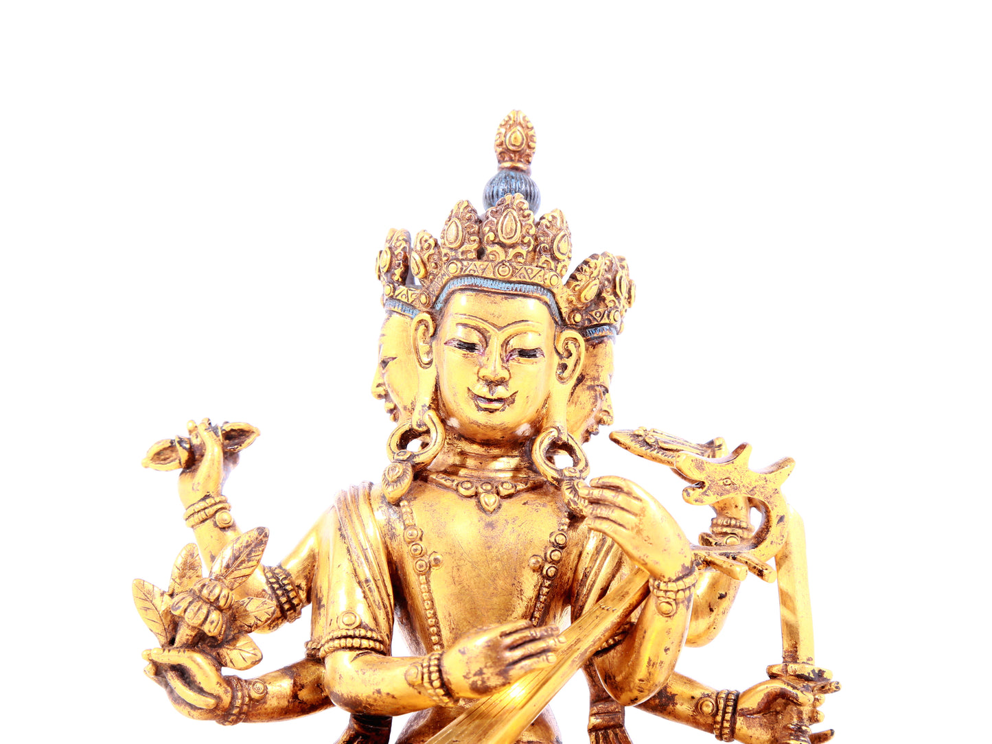 A solemn gilt bronze statue of Mystical Sound Buddha