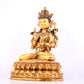 A solemn gilt bronze statue of Bodhisattva inlaid gems