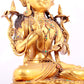 A solemn gilt bronze statue of Bodhisattva inlaid gems