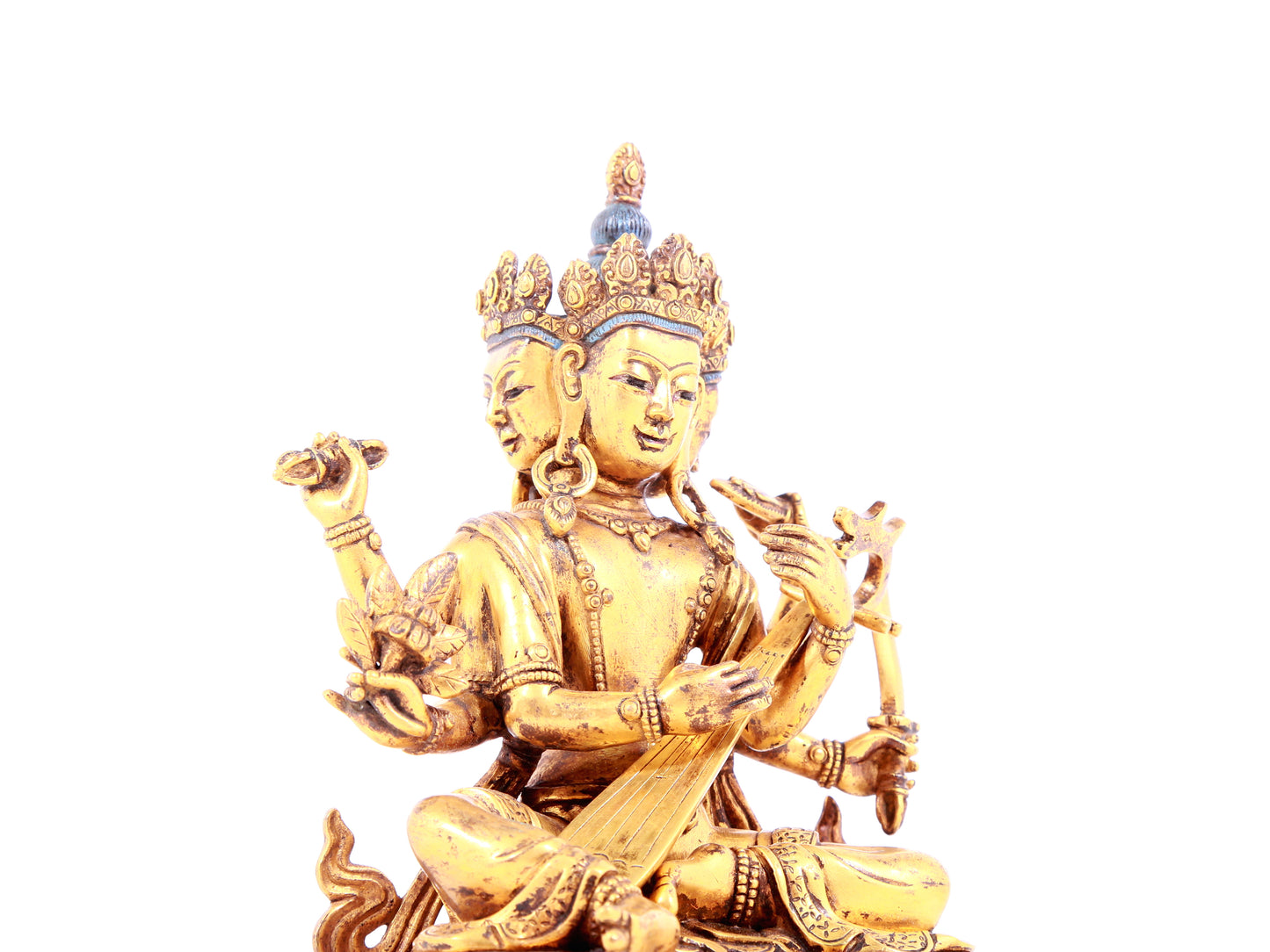 A solemn gilt bronze statue of Mystical Sound Buddha