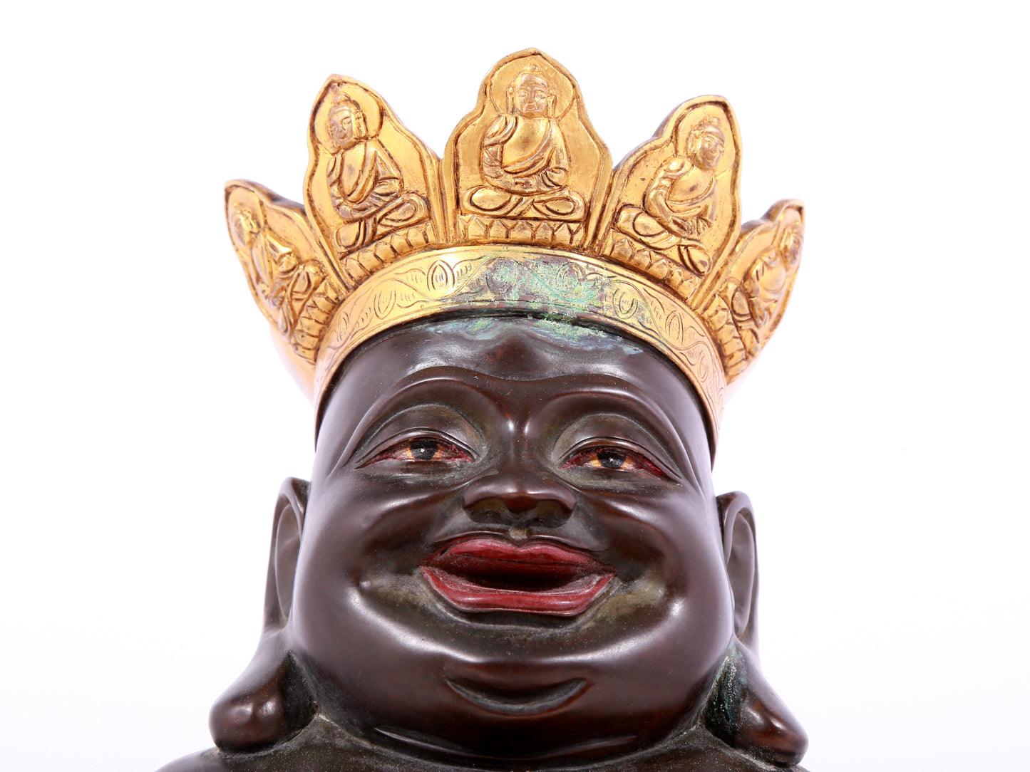 A solemn gilt bronze Maitreya statue