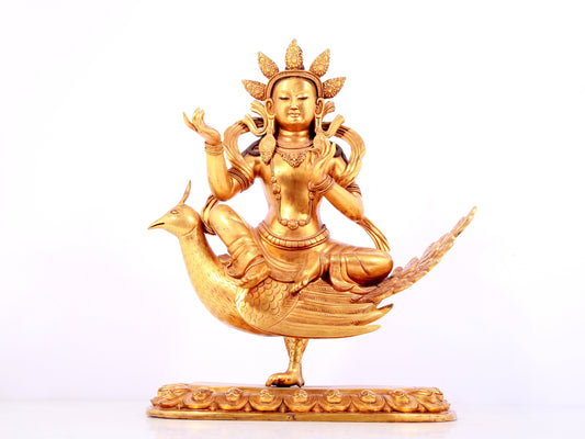 A solemn gilt bronze statue of Bodhisattva