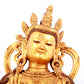 A solemn gilt bronze statue of green Tara