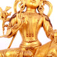 A solemn gilt bronze statue of green Tara