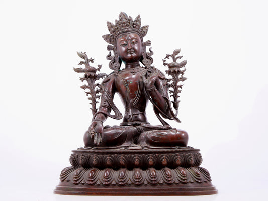 An Archaic Bronze Figure Of White Tara