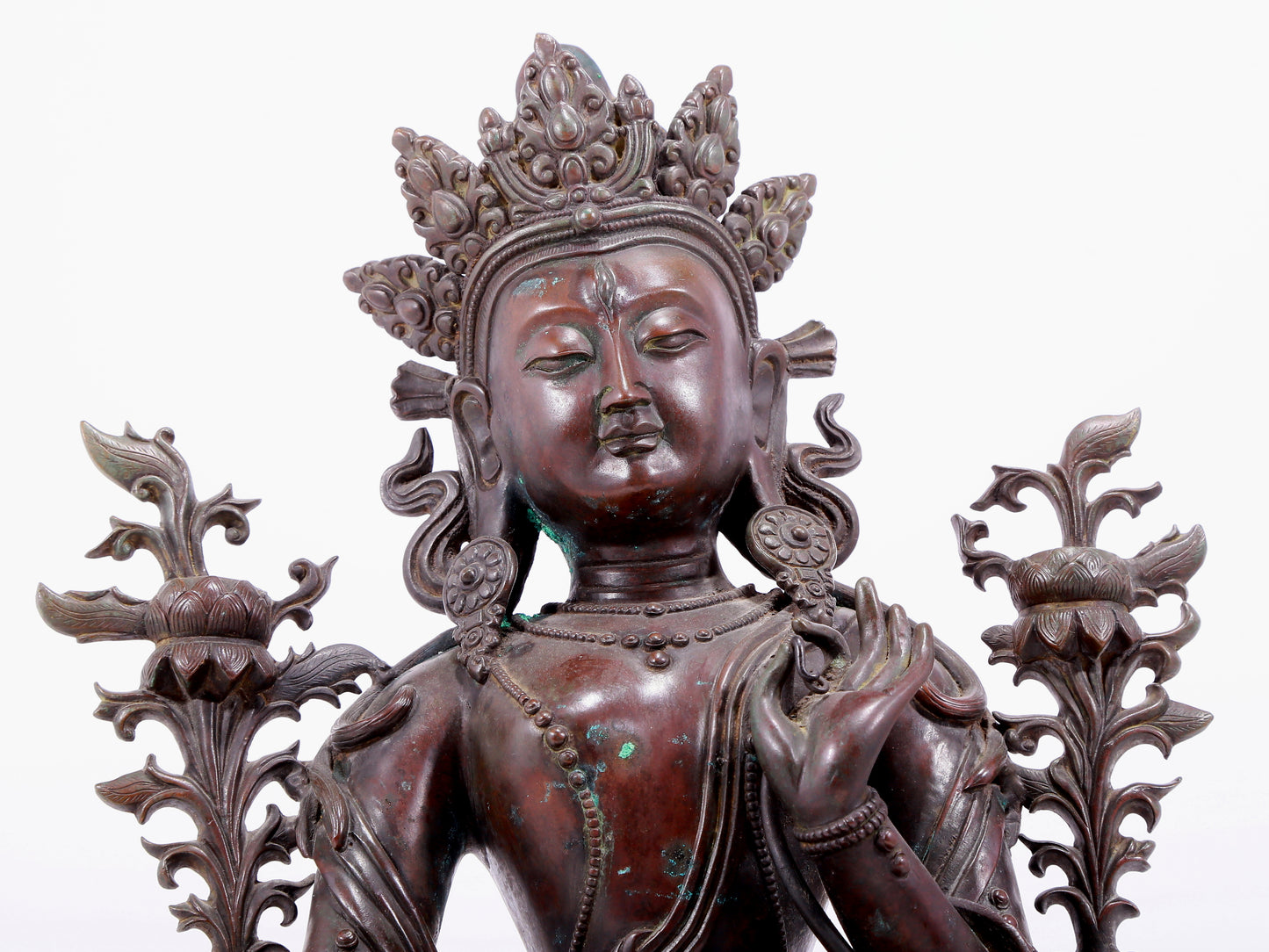 An Archaic Bronze Figure Of White Tara