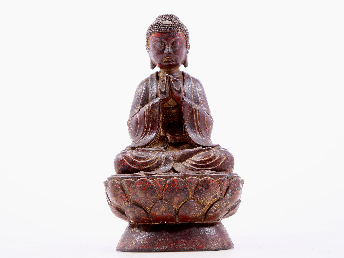 Brilliant Gold-Painted Bronze Figure Of Buddha Shakyamuni