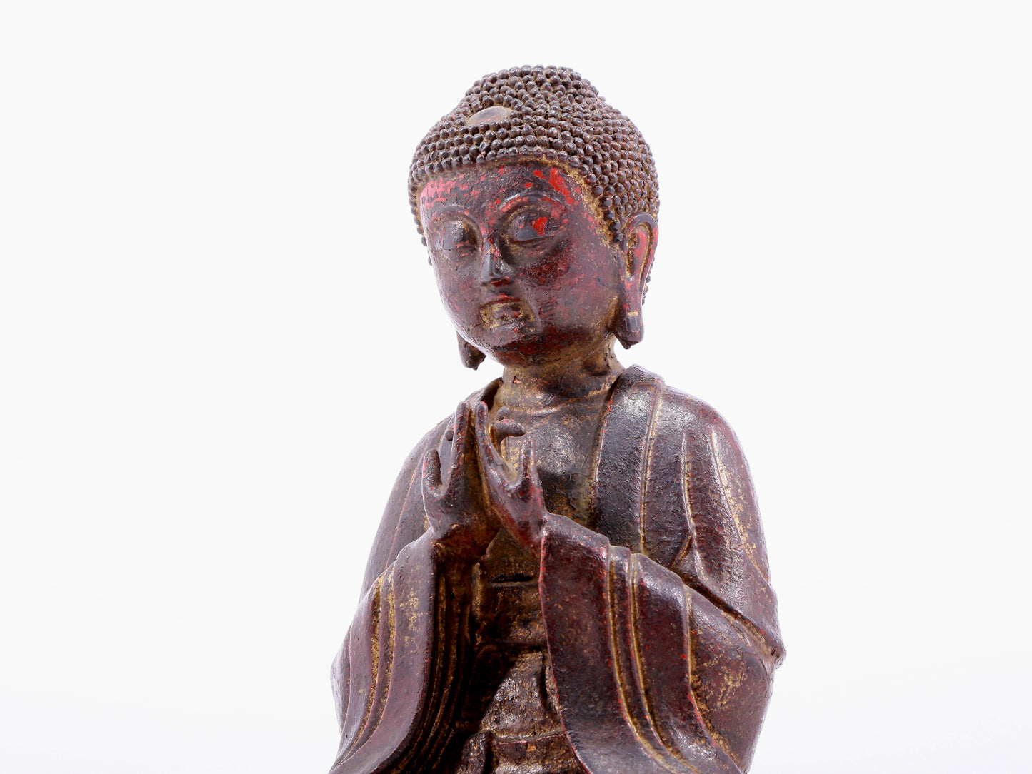 Brilliant Gold-Painted Bronze Figure Of Buddha Shakyamuni