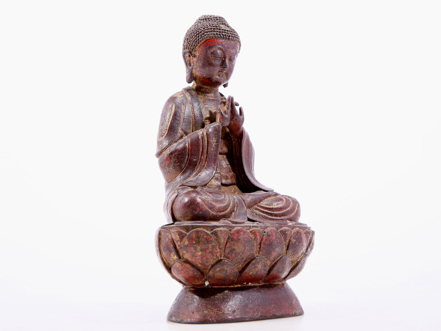 Brilliant Gold-Painted Bronze Figure Of Buddha Shakyamuni