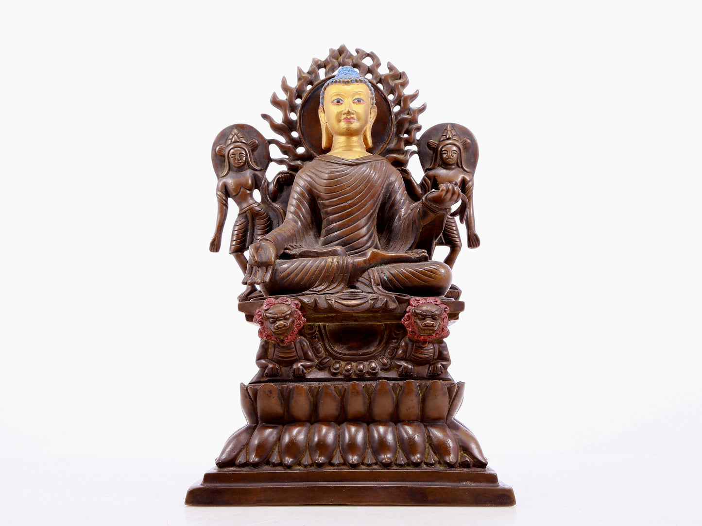 Fabulous Gilt-Bronze Figure Of Buddha Shakyamuni With Incsriptions