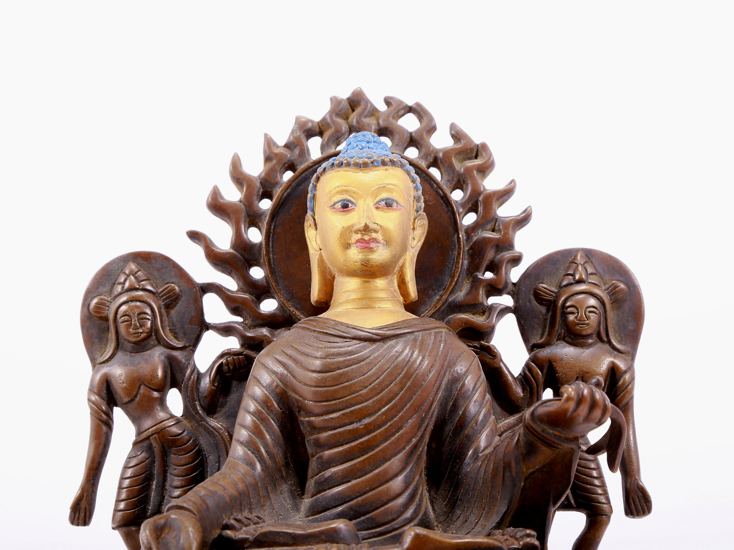 Fabulous Gilt-Bronze Figure Of Buddha Shakyamuni With Incsriptions