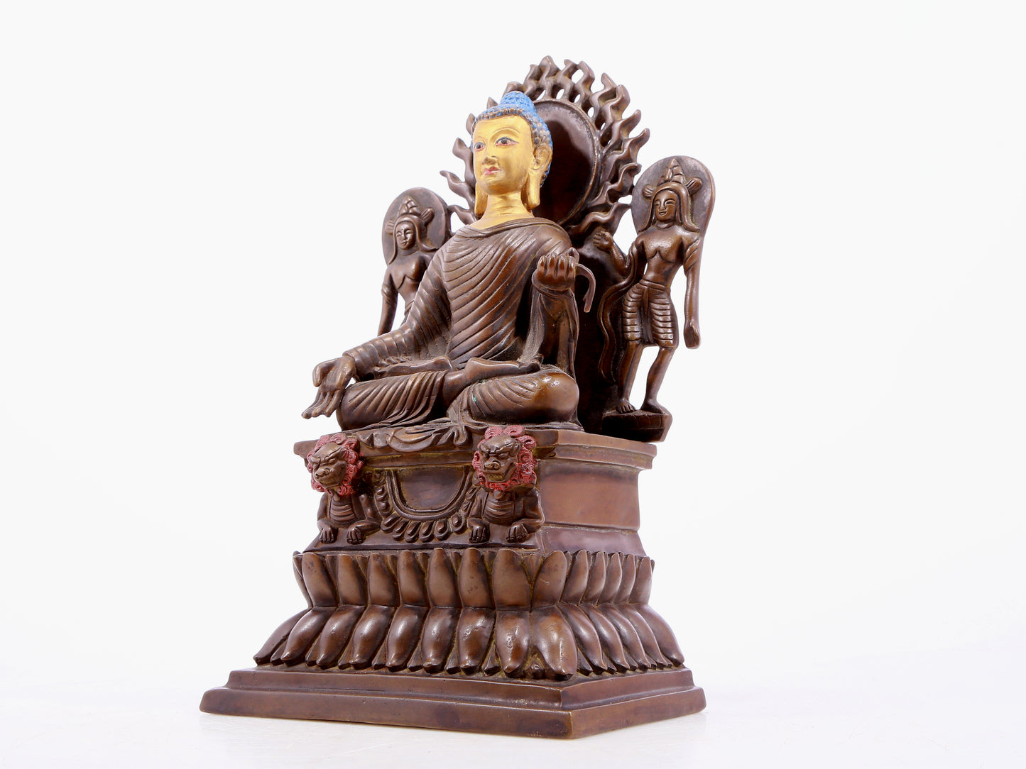 Fabulous Gilt-Bronze Figure Of Buddha Shakyamuni With Incsriptions