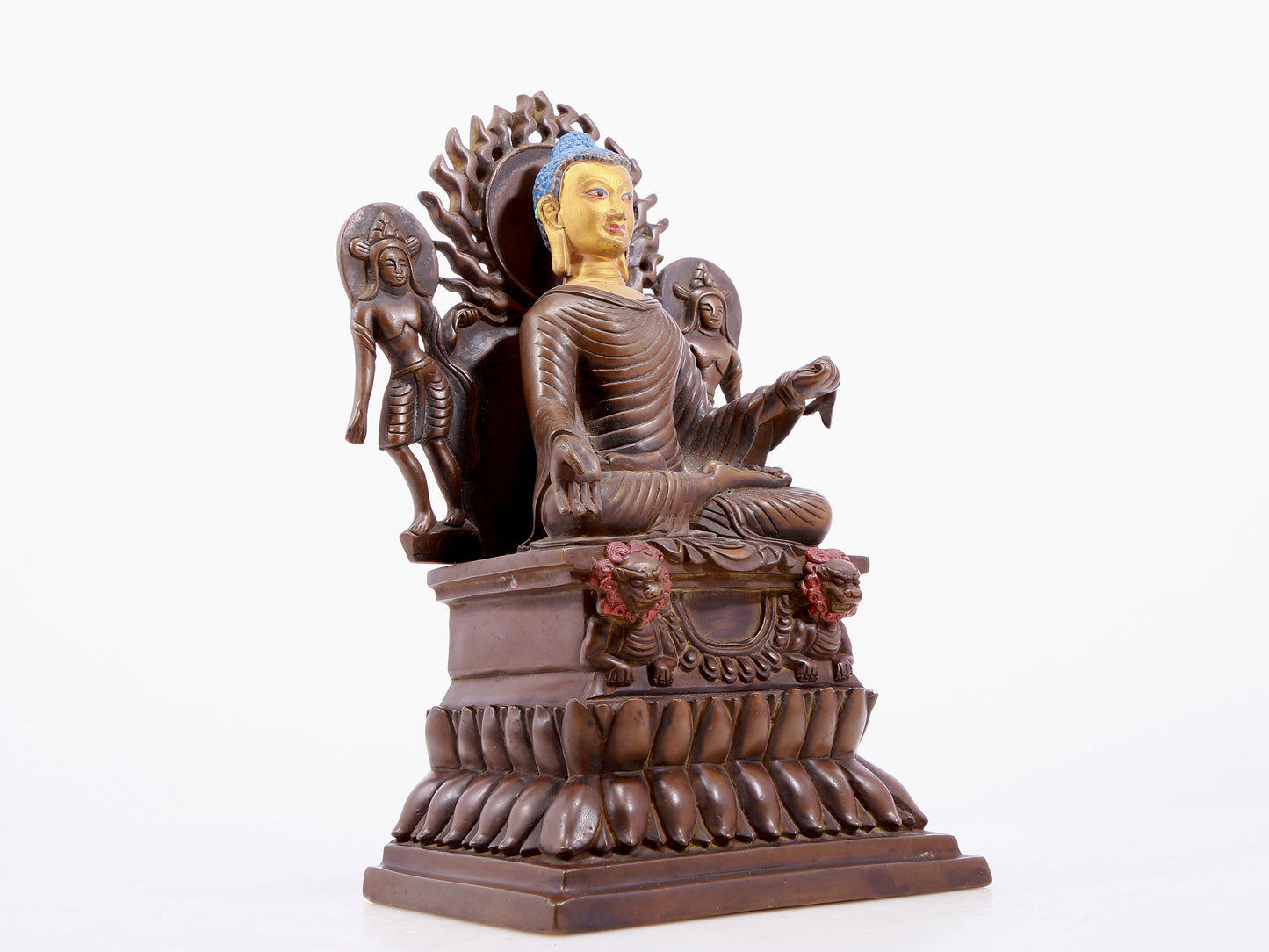 Fabulous Gilt-Bronze Figure Of Buddha Shakyamuni With Incsriptions