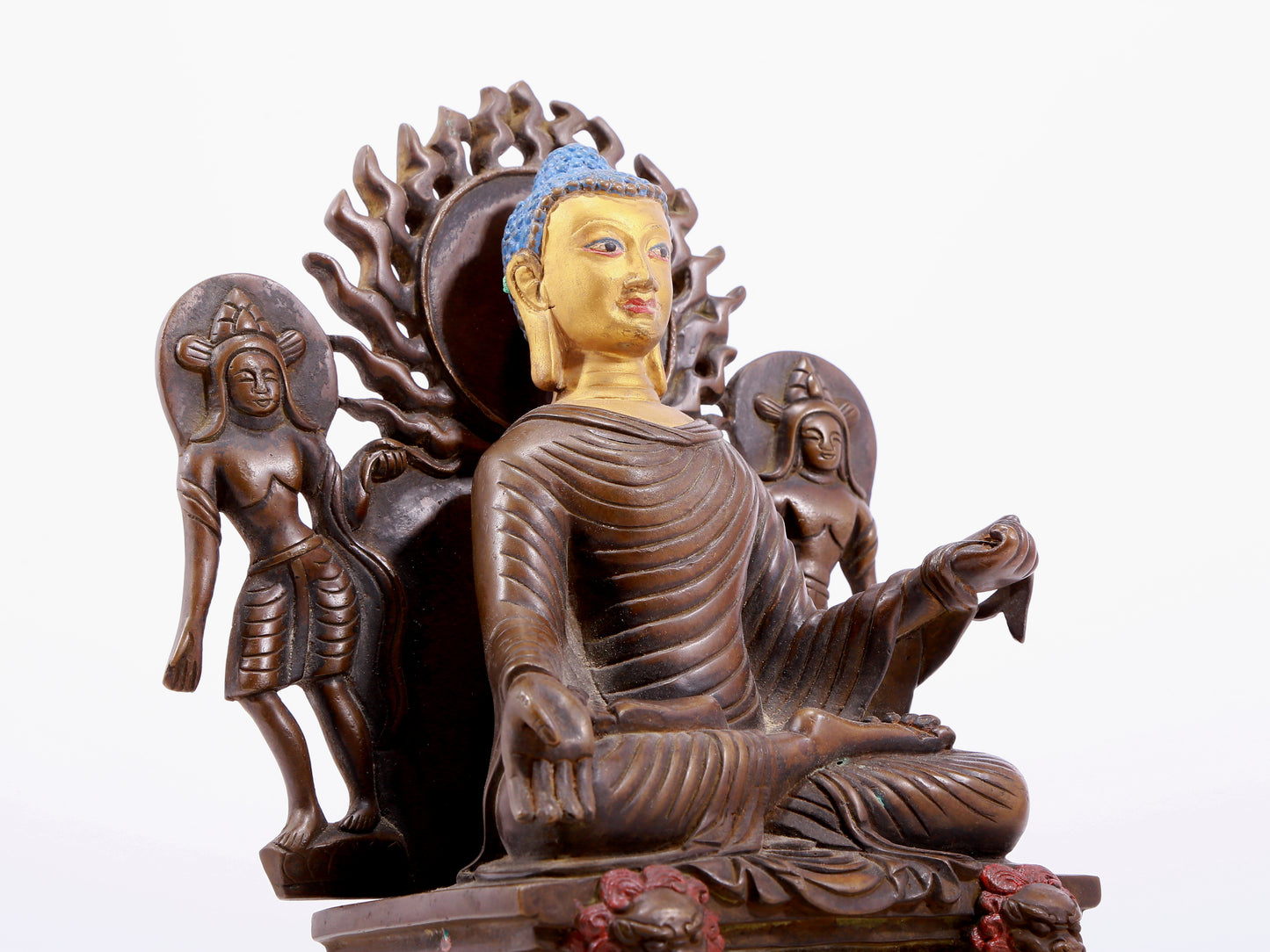 Fabulous Gilt-Bronze Figure Of Buddha Shakyamuni With Incsriptions