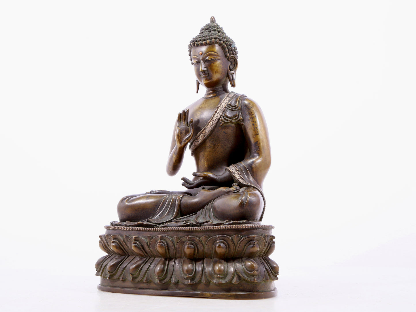 Brilliant Bronze Silver-Inlaid Figure Of Buddha Shakyamuni