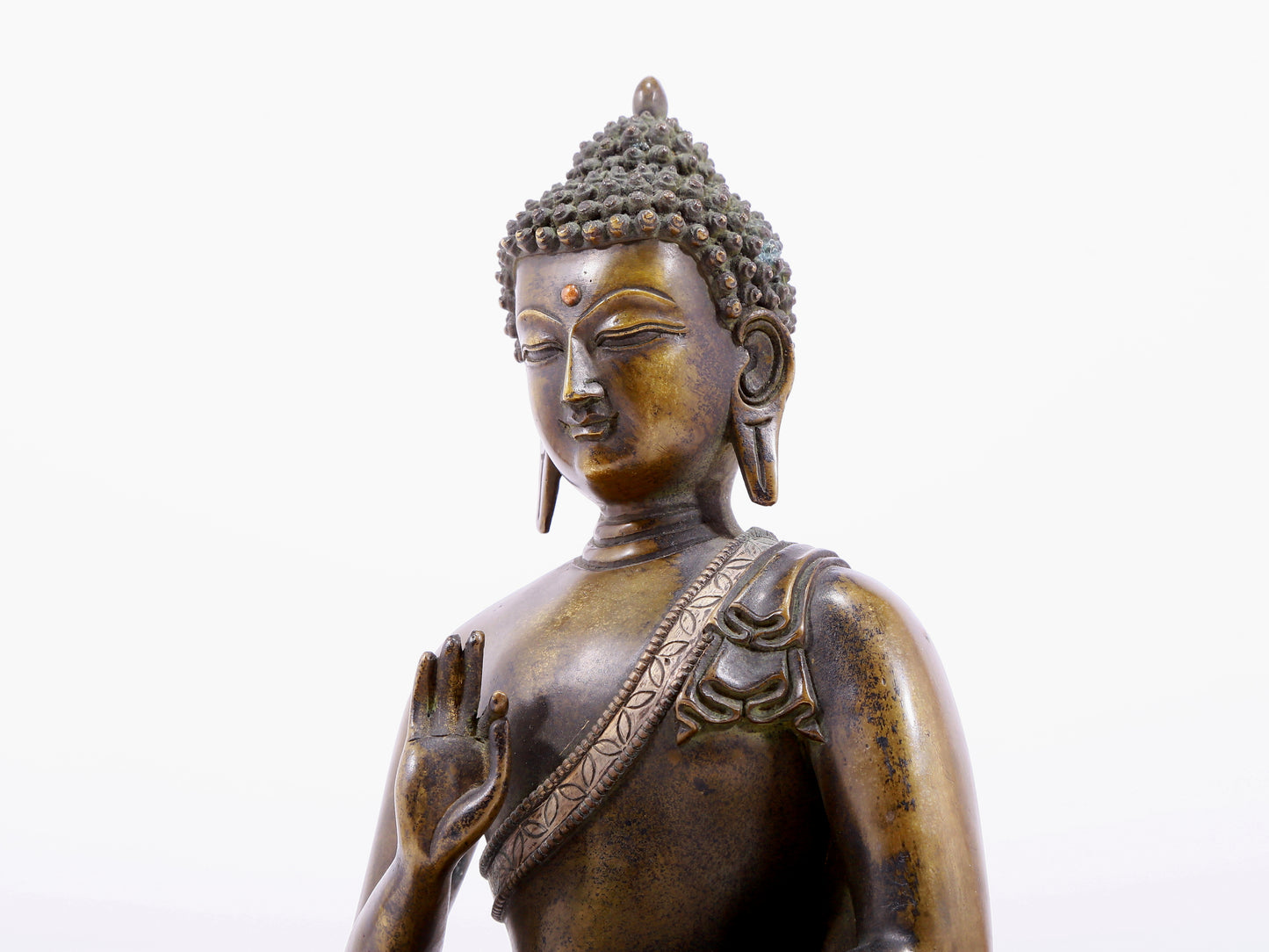 Brilliant Bronze Silver-Inlaid Figure Of Buddha Shakyamuni