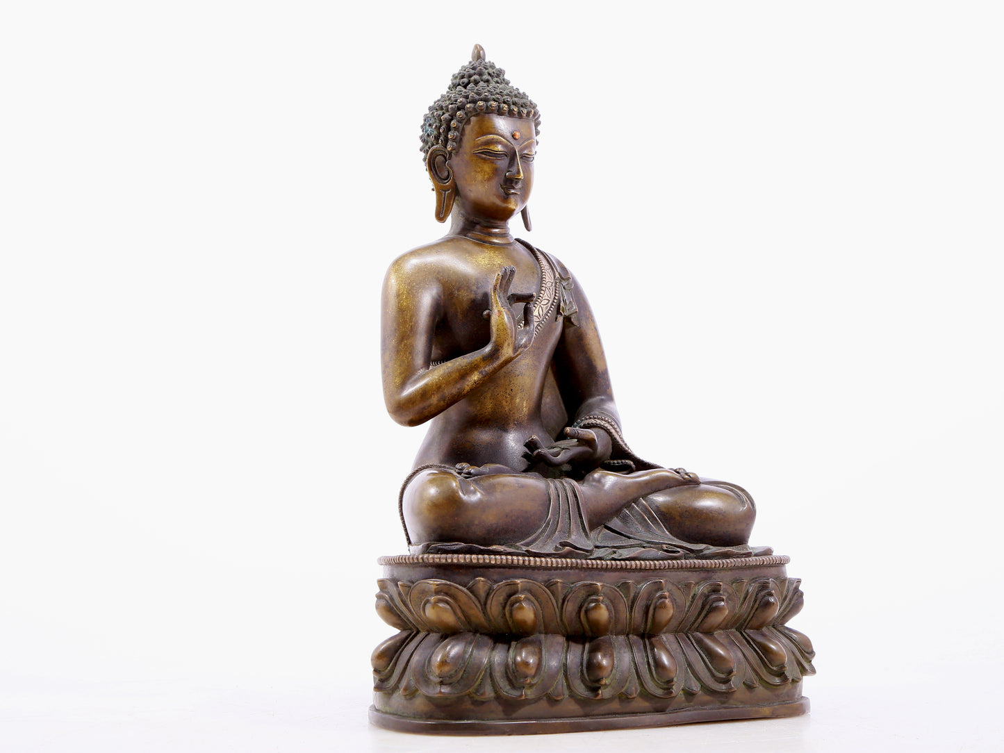 Brilliant Bronze Silver-Inlaid Figure Of Buddha Shakyamuni