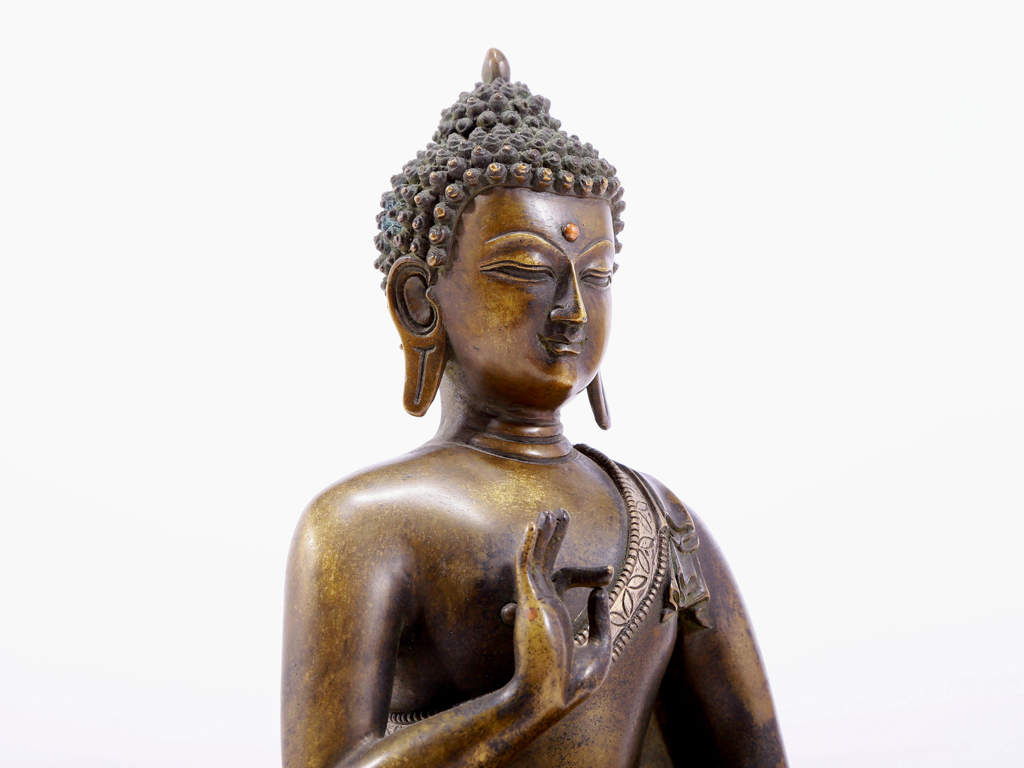 Brilliant Bronze Silver-Inlaid Figure Of Buddha Shakyamuni