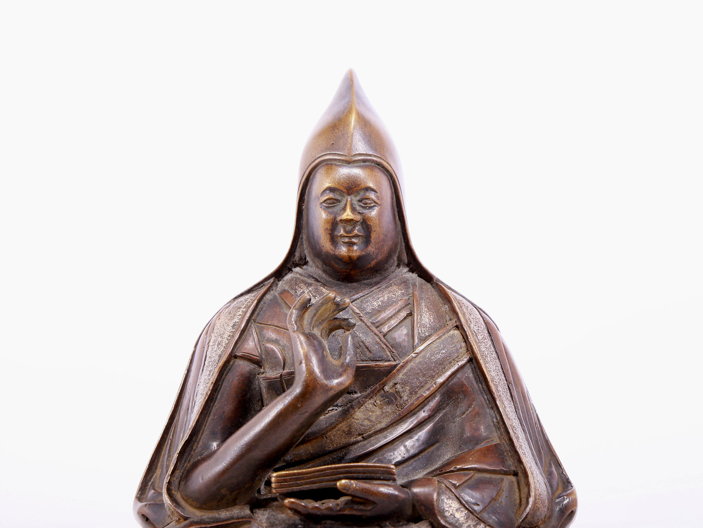 A gilt bronze statue of Tsongkhapa