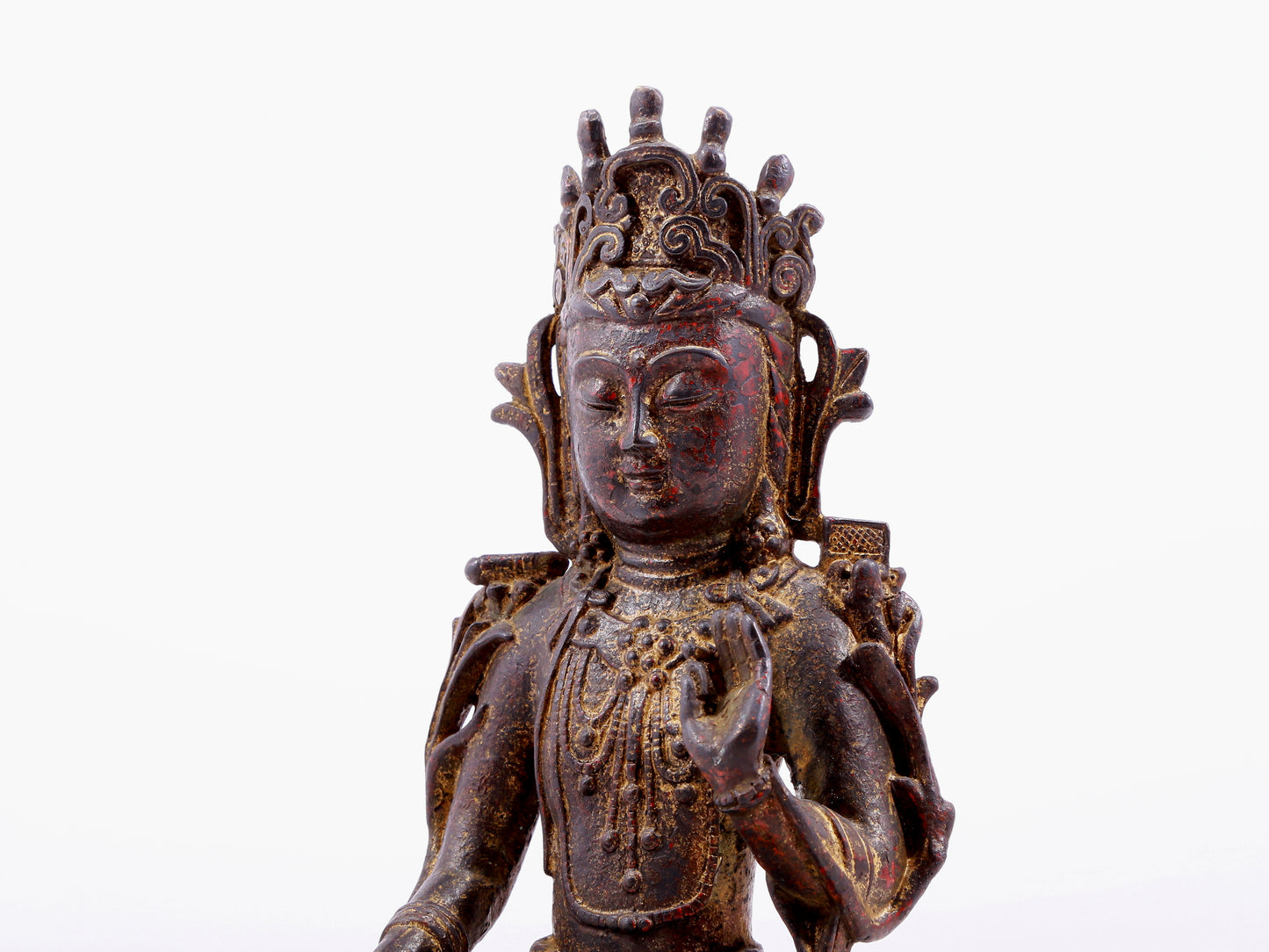 Brilliant Gold-Painted Bronze Figure Of Bodhisattva