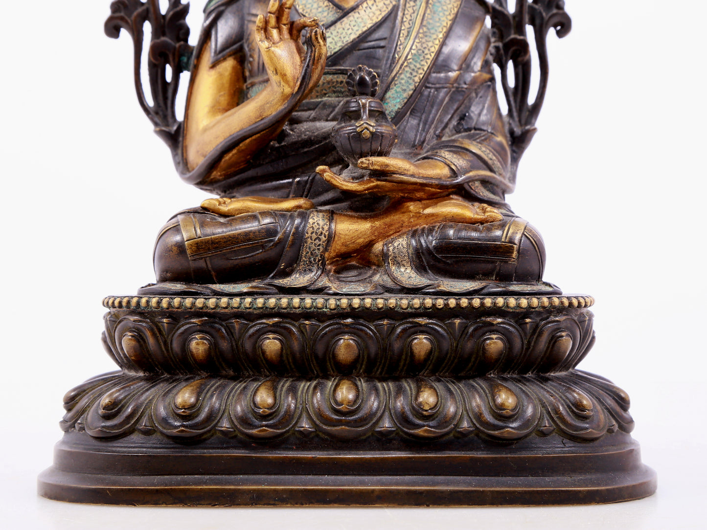 Brilliant Gilt-Bronze Silver-Inlaid Figure Of Tsongkapa With Inscriptions