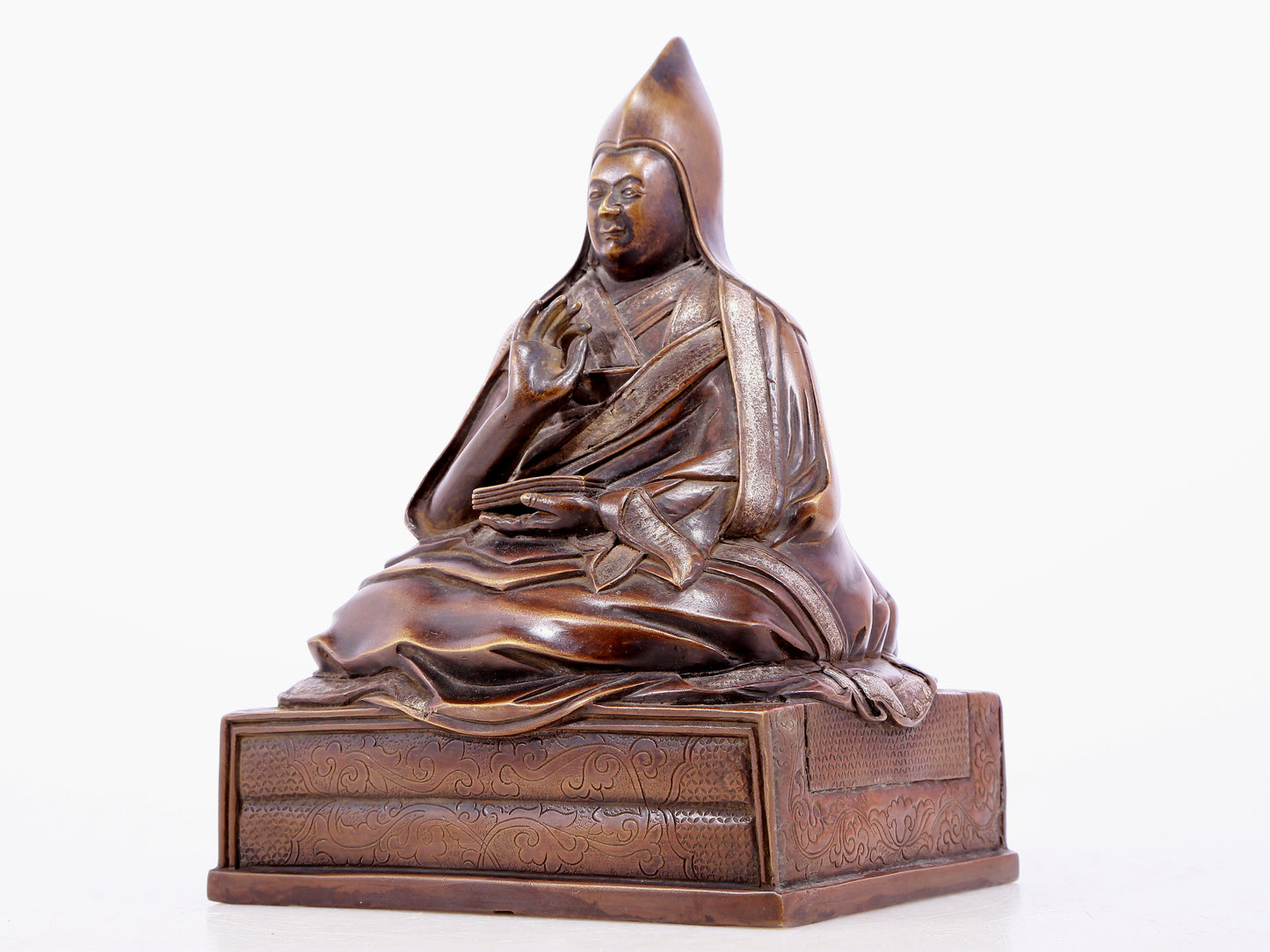 A gilt bronze statue of Tsongkhapa