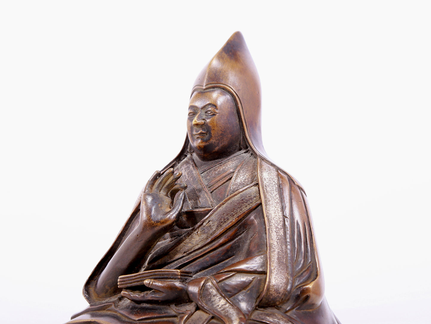 A gilt bronze statue of Tsongkhapa