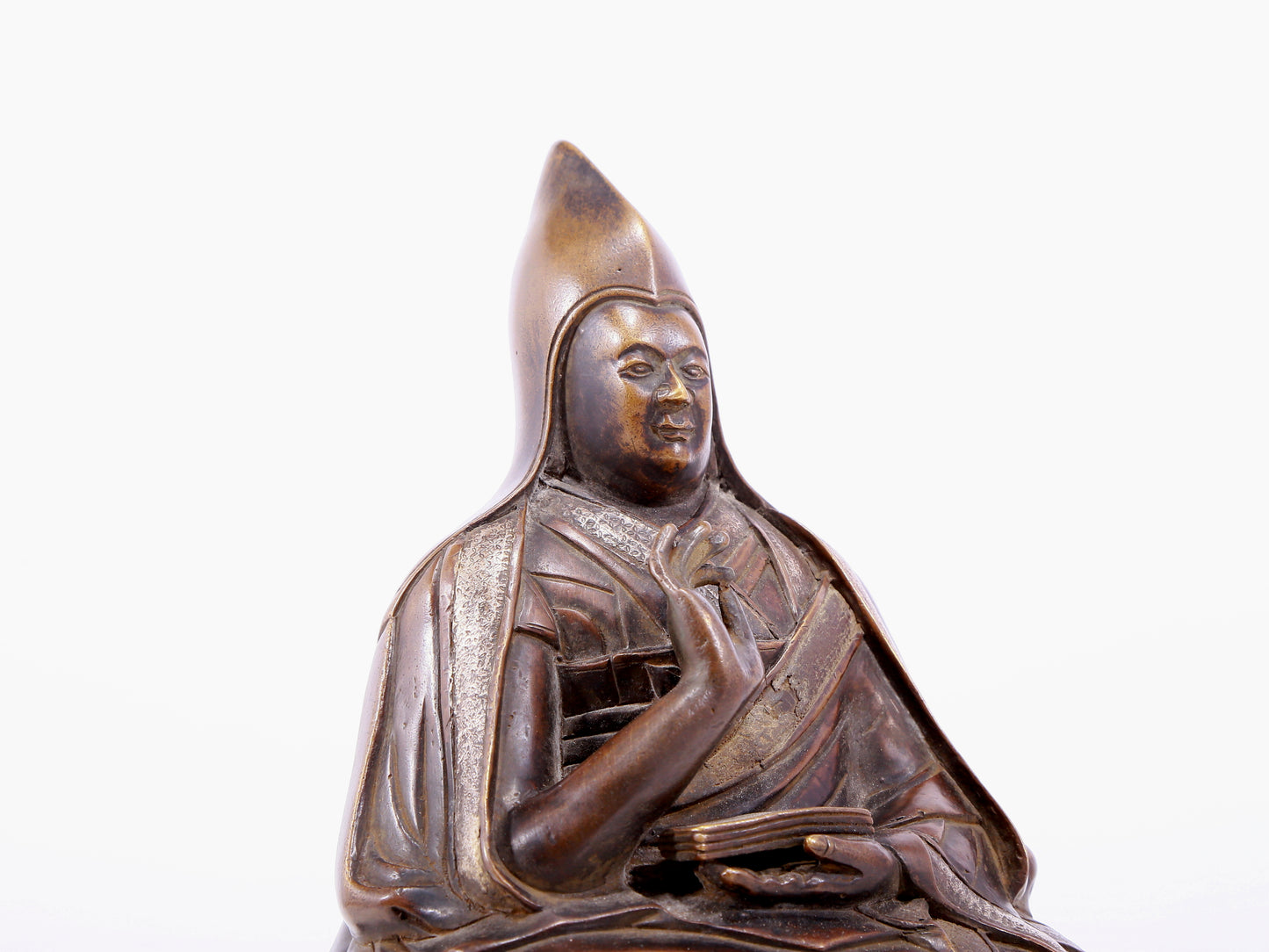 A gilt bronze statue of Tsongkhapa