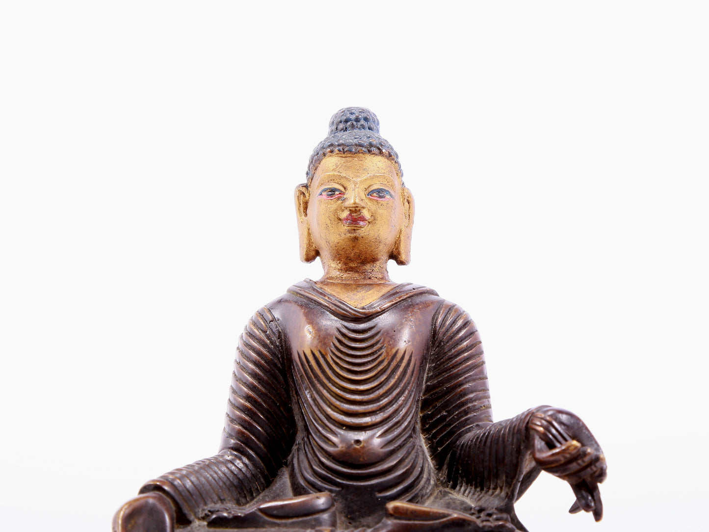 Brilliant Gilt-Bronze Figure Of Buddha Shakyamuni With Inscriptions