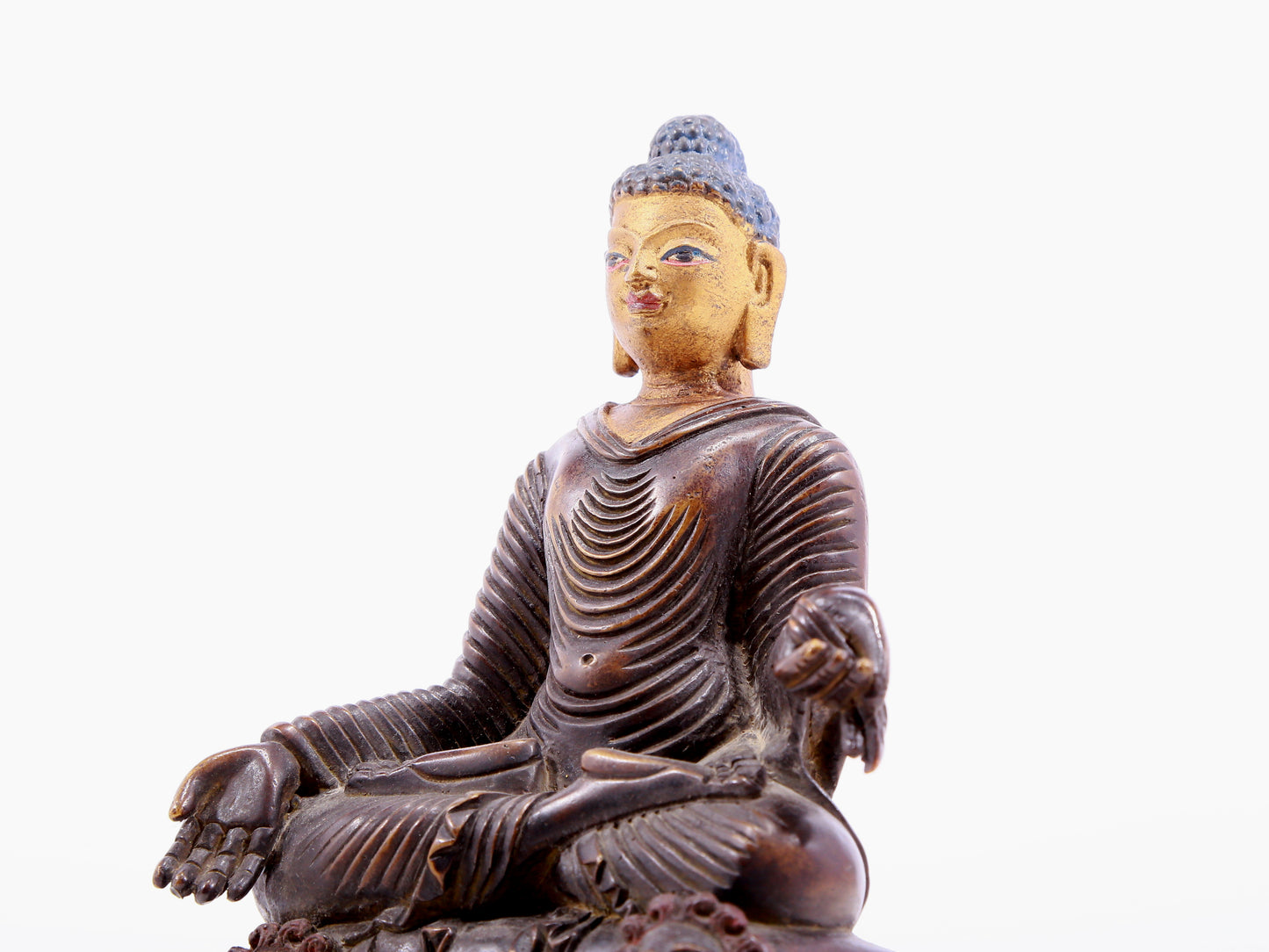 Brilliant Gilt-Bronze Figure Of Buddha Shakyamuni With Inscriptions