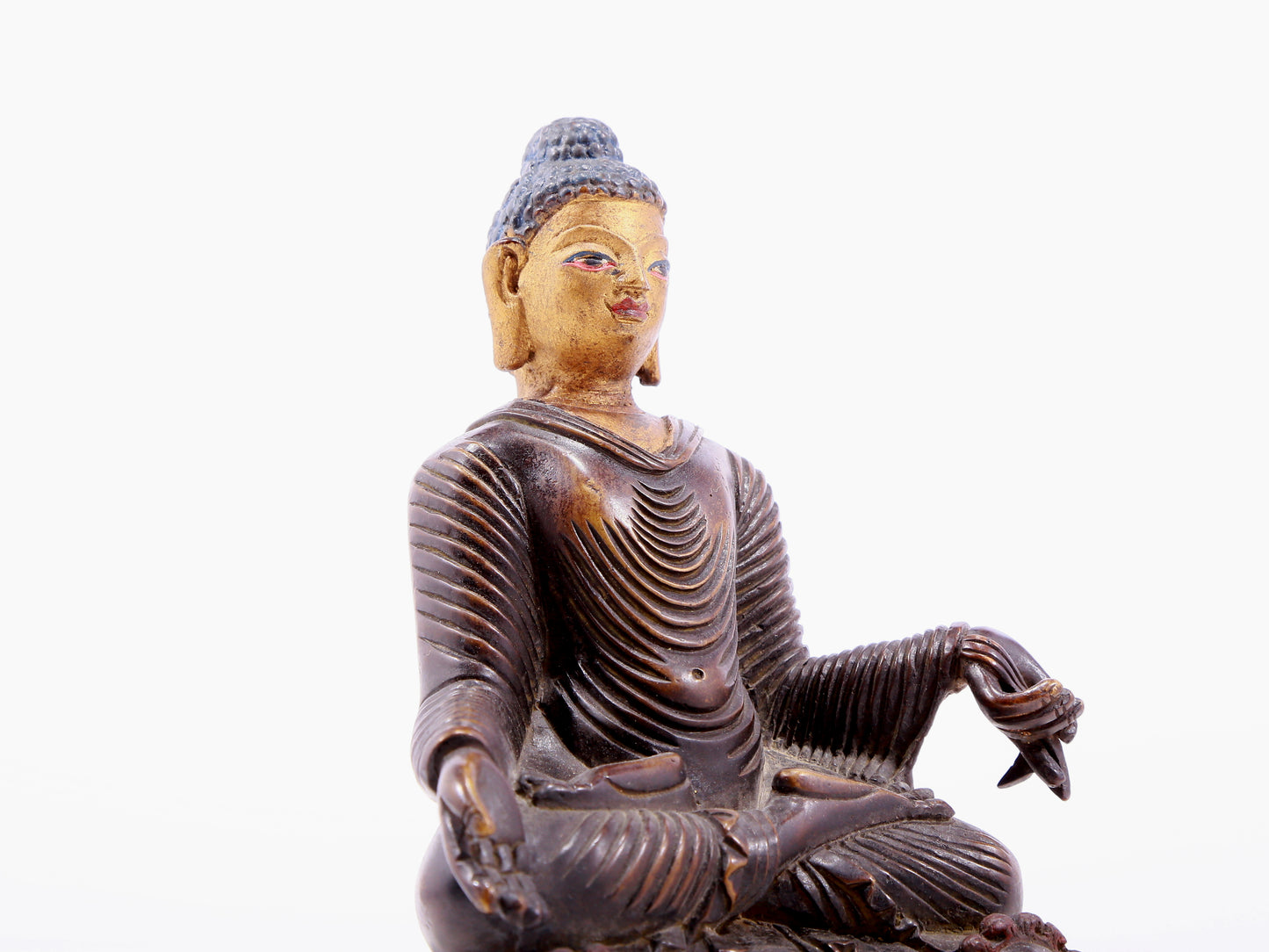 Brilliant Gilt-Bronze Figure Of Buddha Shakyamuni With Inscriptions