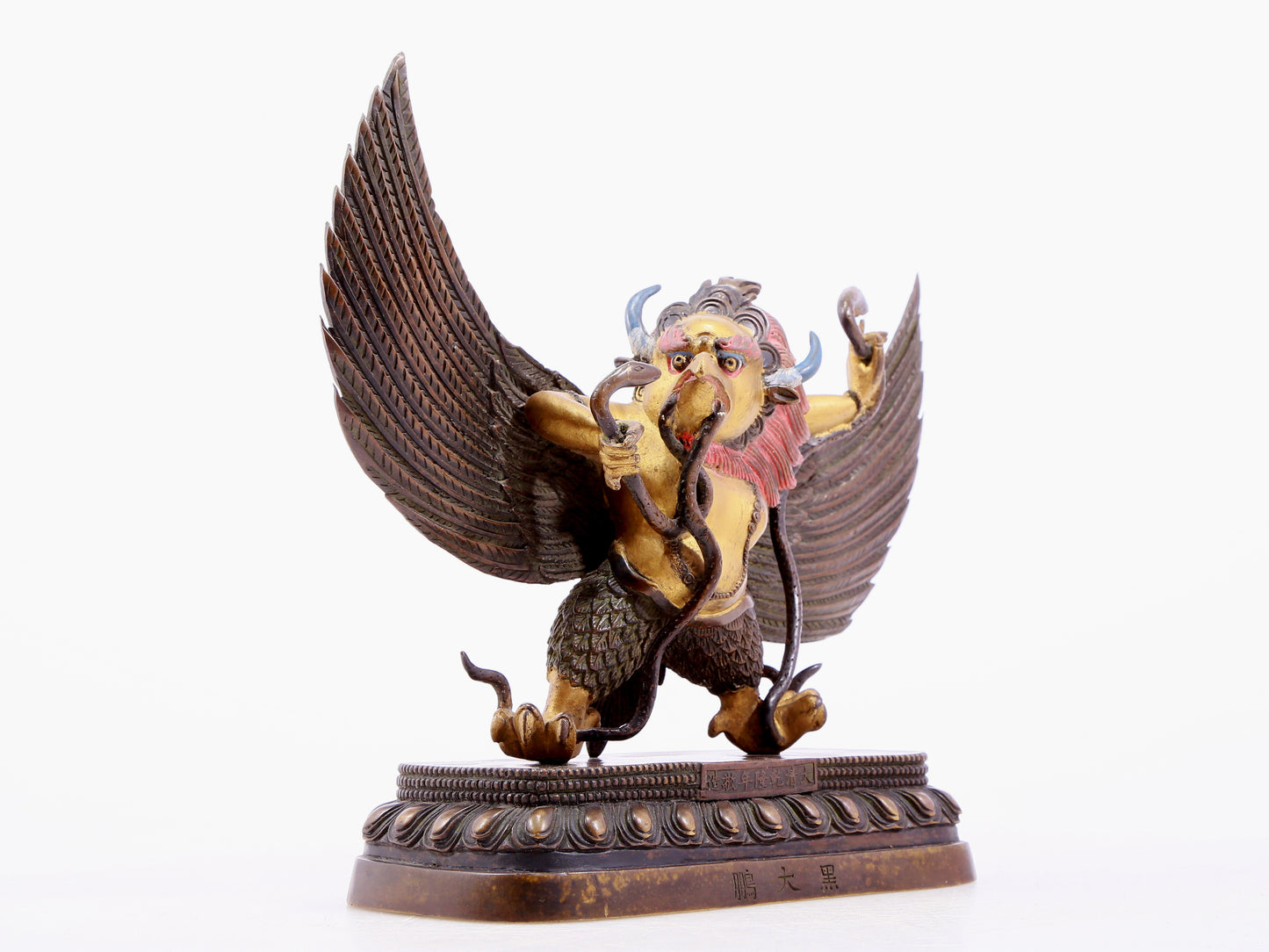 Brilliant Gilt-Bronze Figure Of Mythical Bird Deity