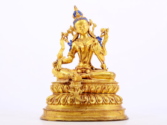 Magnificent Gilt-Bronze Figure Of Green Tara